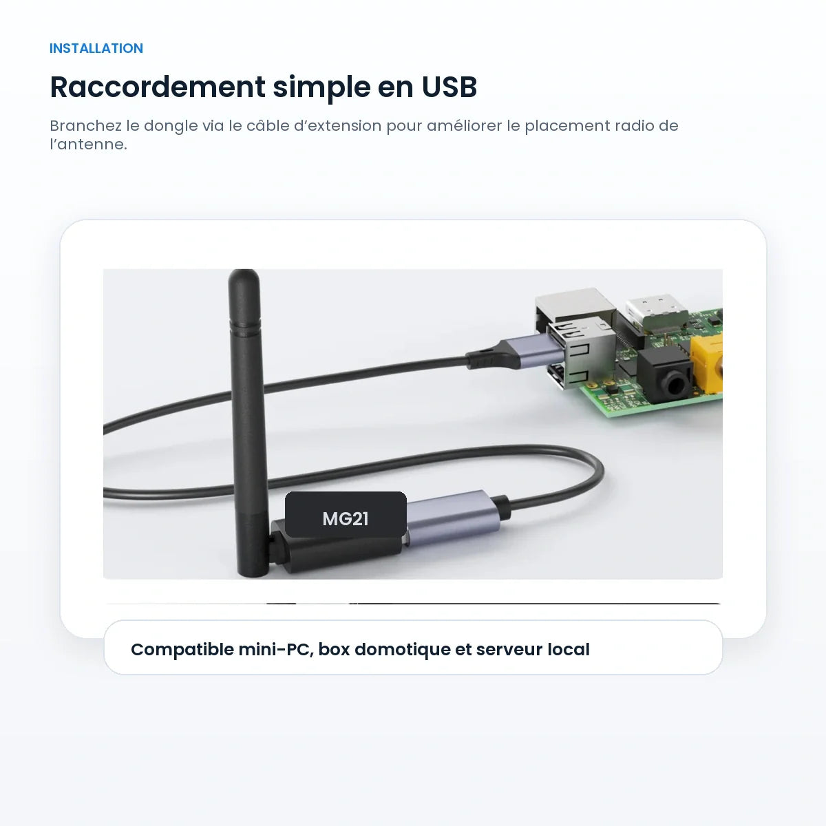 Dongle ZigBee et Thread installé sur serveur domotique local