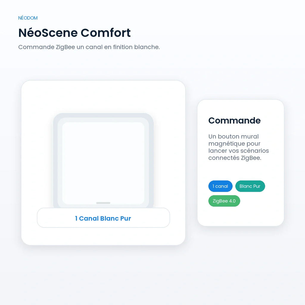 Commande de scénarios ZigBee NéoScene Comfort 1 canal blanc.