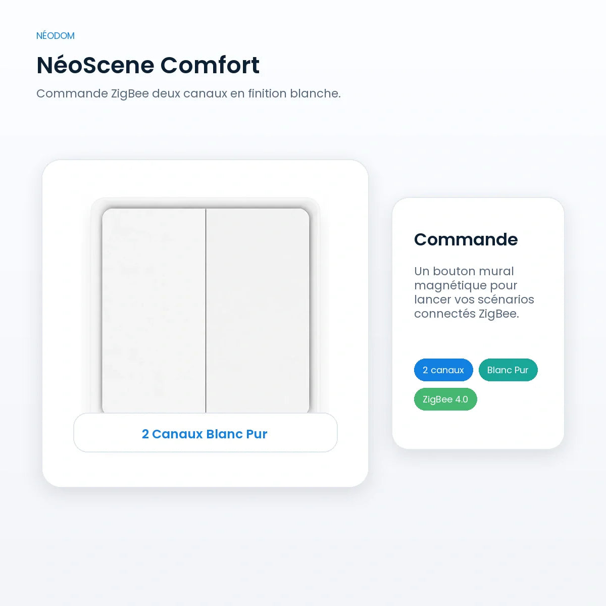 Commande de scénarios ZigBee NéoScene Comfort 2 canaux blanc.