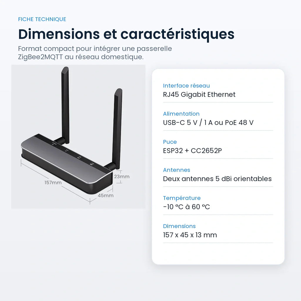 Fiche technique française de la passerelle NéoLink PoE Essential.