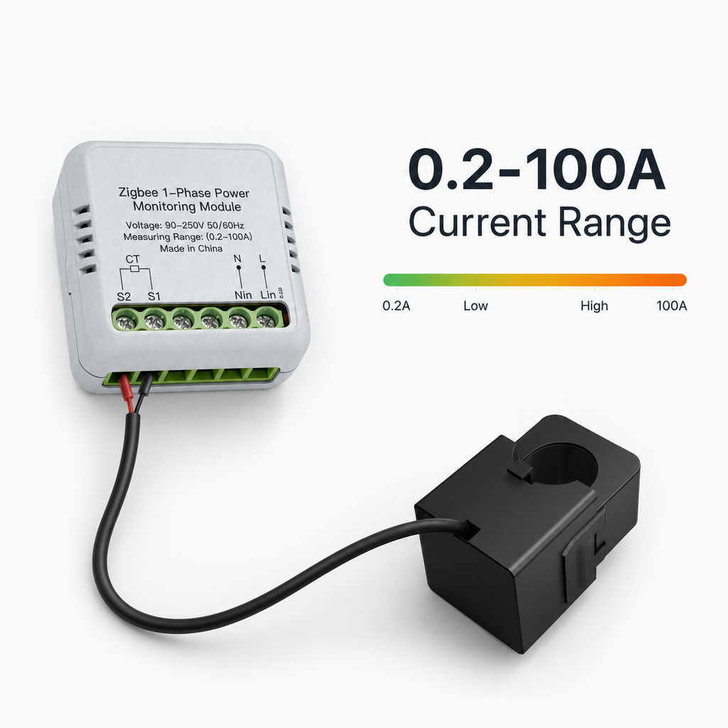 0.2-100A current range visual for clamp energy meter