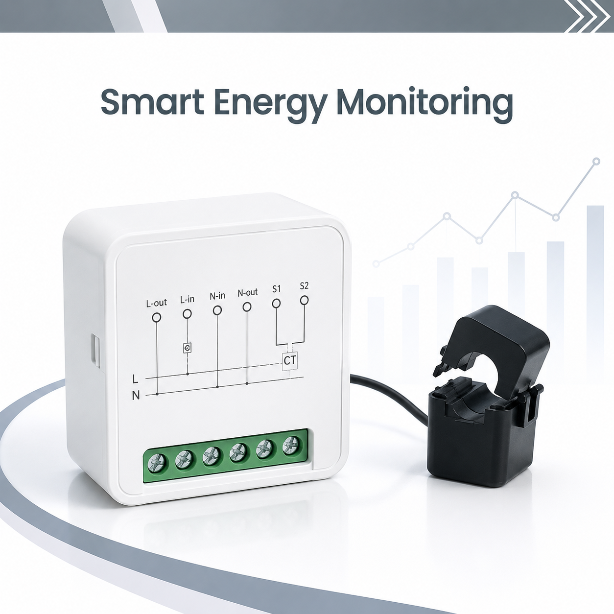 Smart energy monitoring feature card with meter and clamp