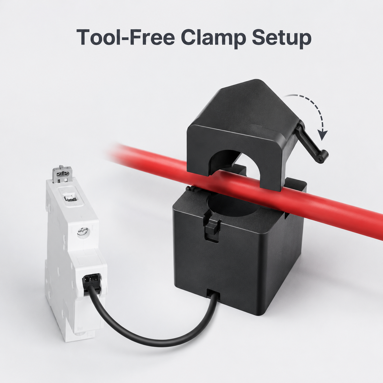 Tool-free clamp setup detail for current transformer