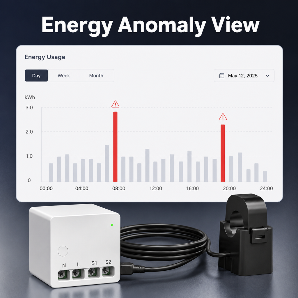 Energy anomaly view chart for home energy monitoring