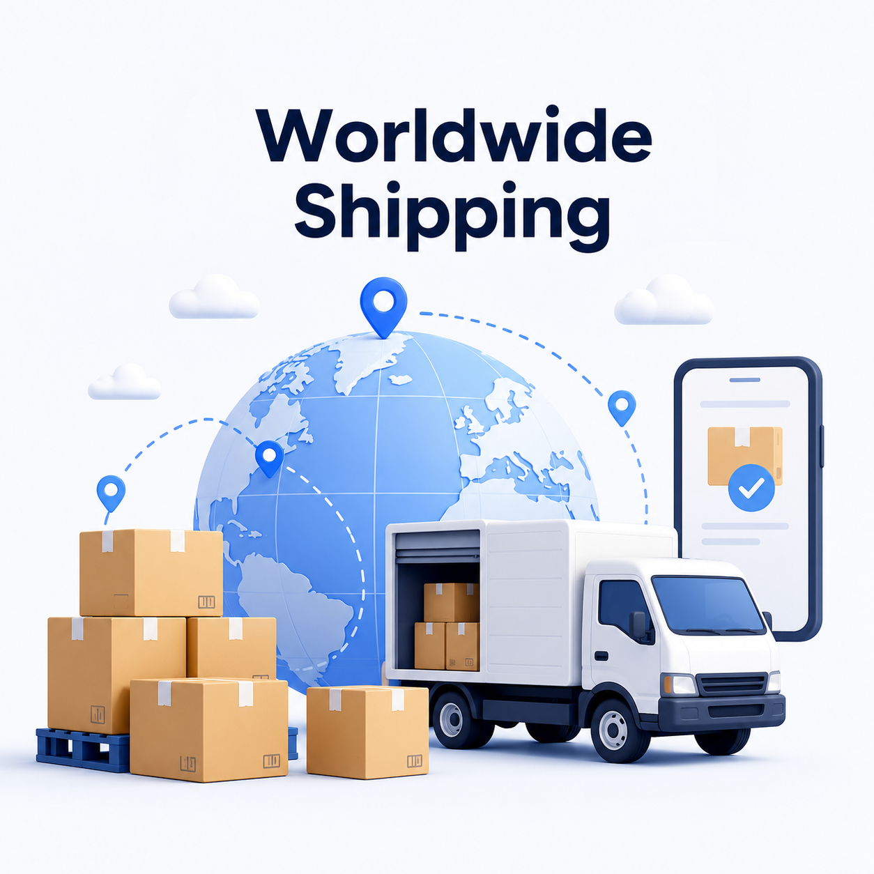 Generic worldwide shipping visual without carrier logos