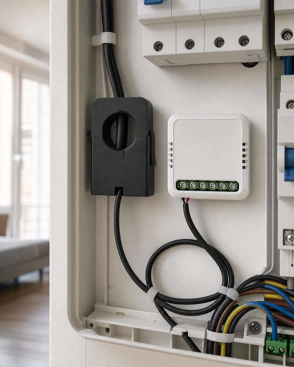NéoEnergy Clamp Comfort installé dans un tableau électrique domestique