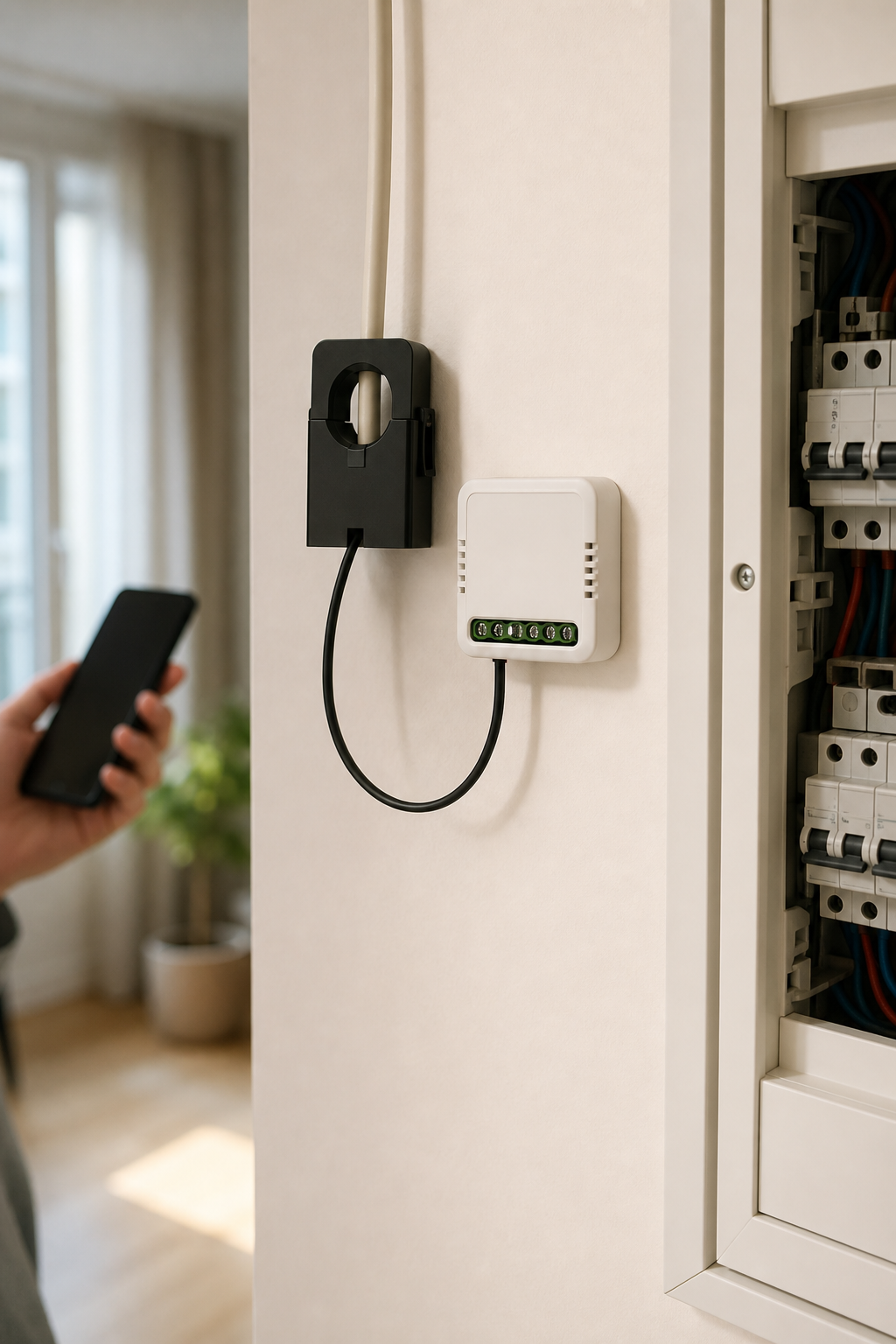 NéoEnergy Clamp Comfort près d'un tableau électrique dans une maison