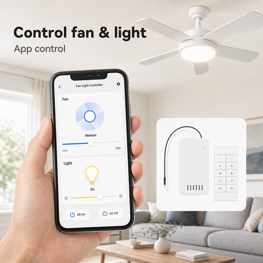 Generic app control screen for ceiling fan speed and light
