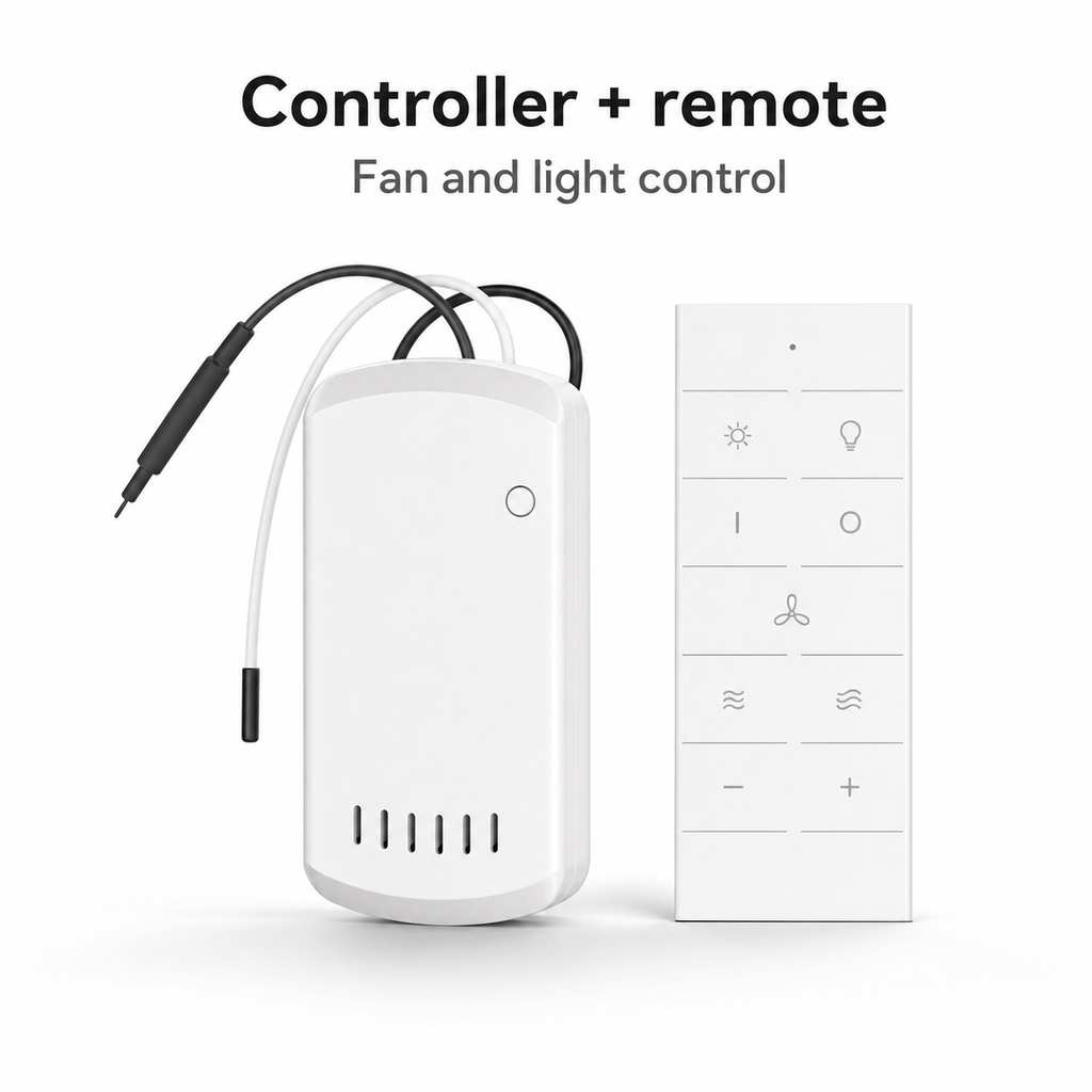 Controller and remote packshot for fan and light control