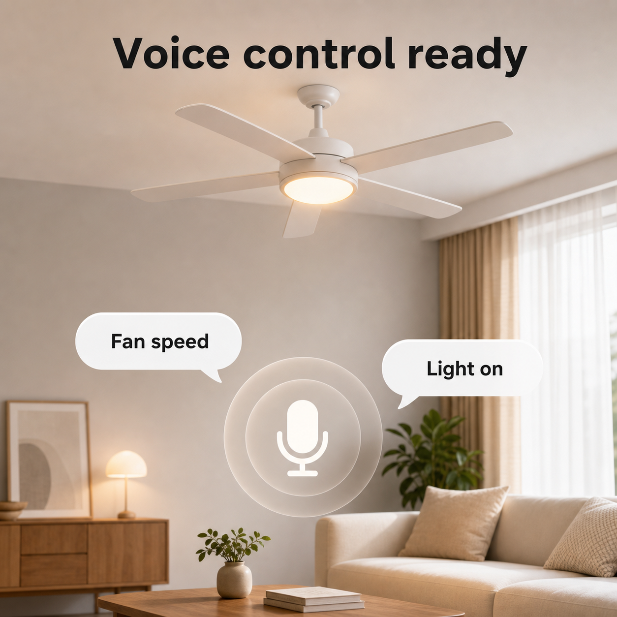 Generic voice control ready scene for fan speed and light commands
