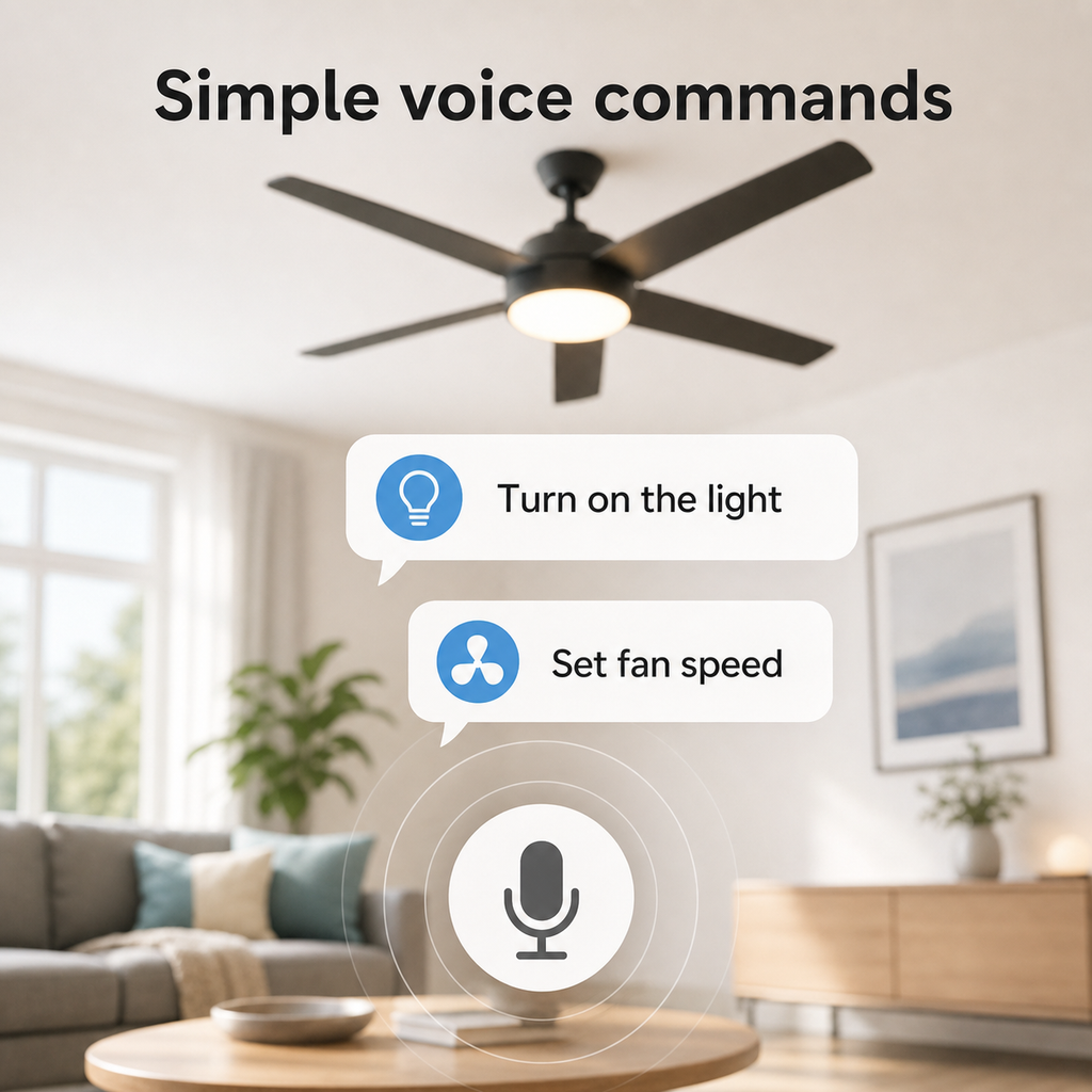 Simple generic voice commands for turning on light and setting fan speed