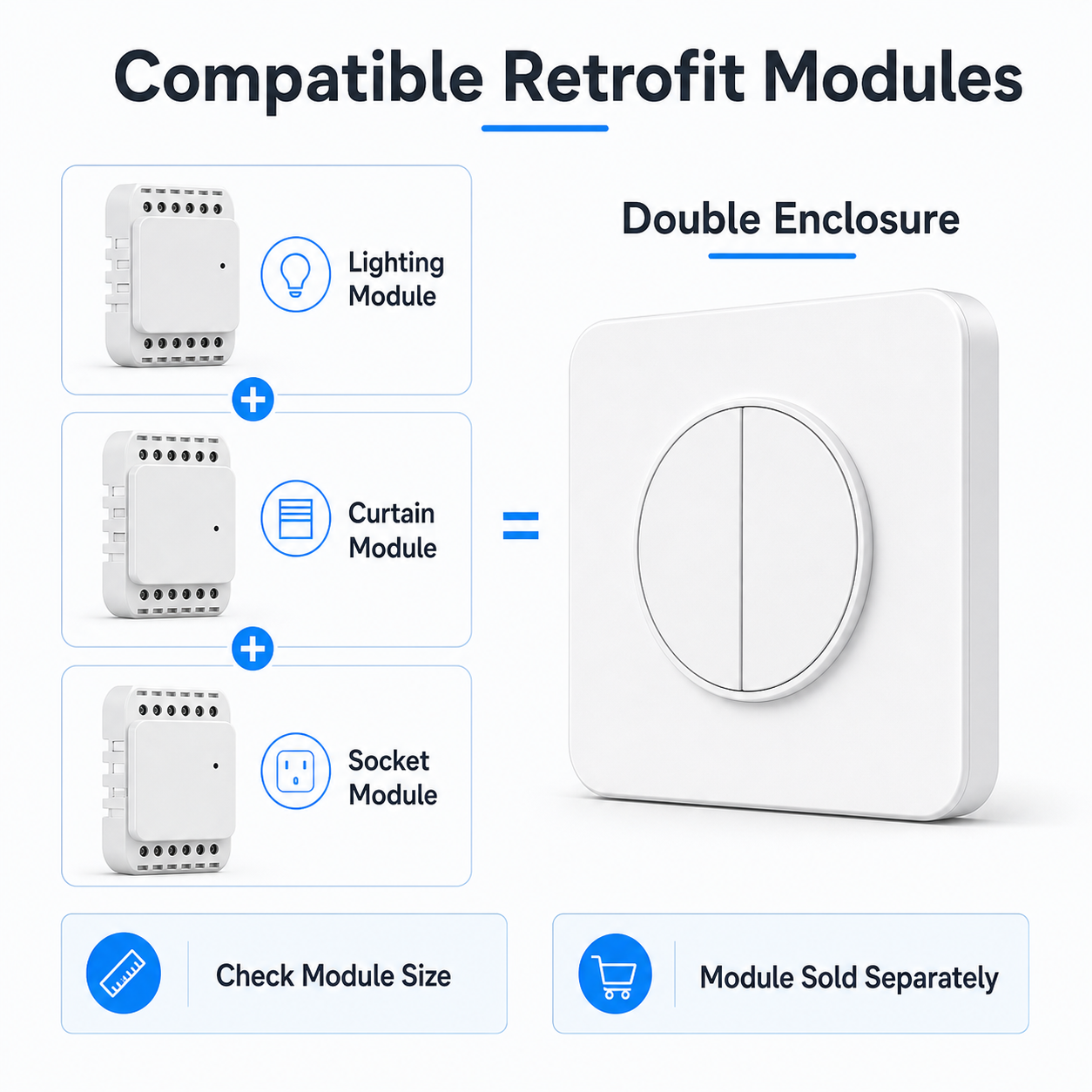 NéoFrame Duo Pro compatibilité avec modules interrupteur encastrés