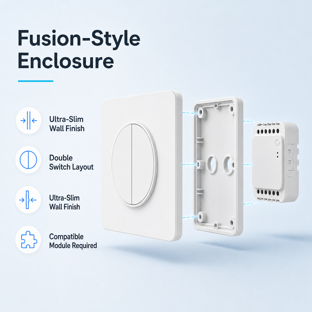 NéoFrame Duo Pro boîtier Fusion pour finition murale double interrupteur
