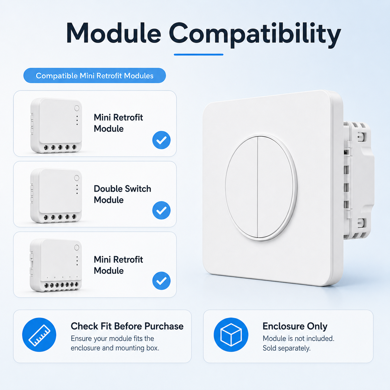 NéoFrame Duo Pro aperçu de compatibilité avec module interrupteur