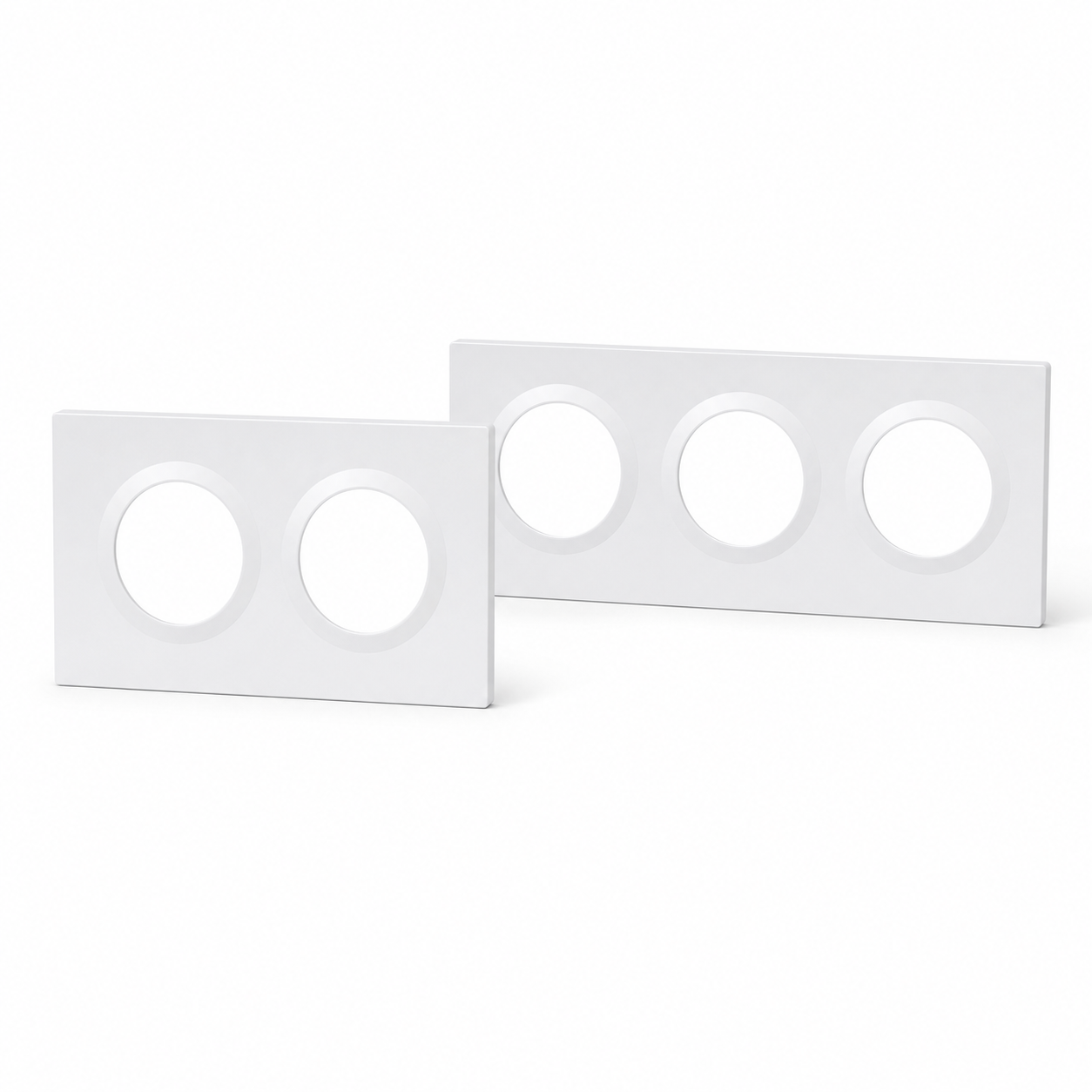 NéoFrame Orb Pro cadres muraux blancs 2 et 3 voies sur fond blanc