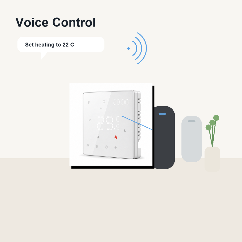 Contrôle vocal générique du thermostat sans fil NéoFree Comfort sans logo de plateforme.