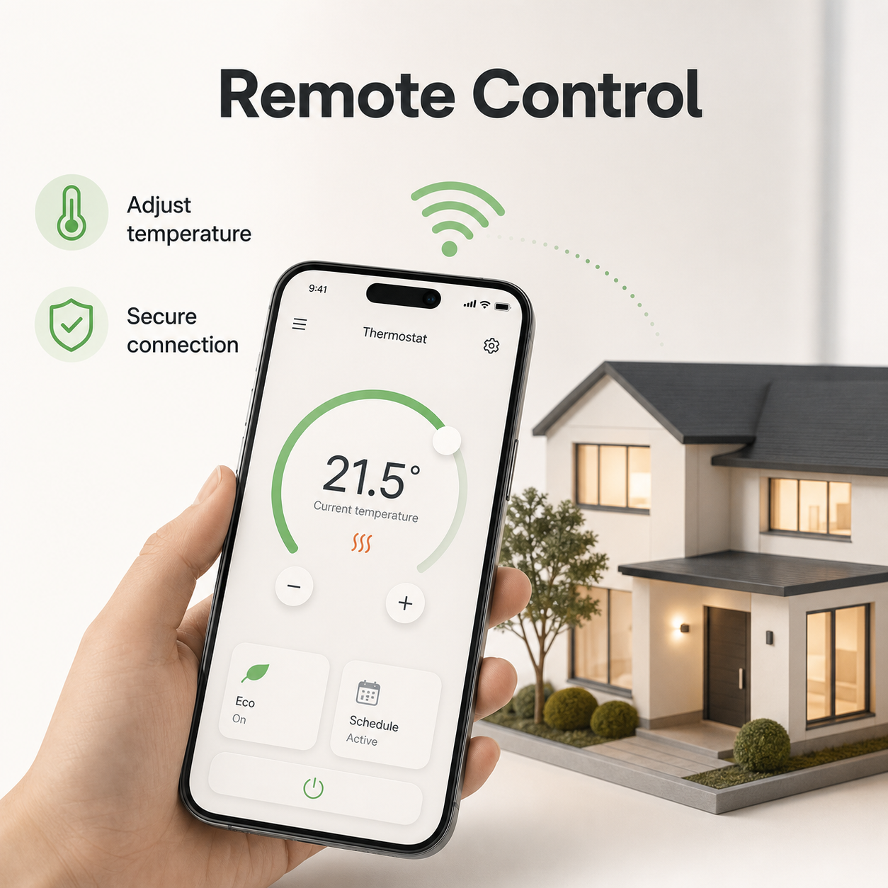 Contrôle à distance du thermostat NéoFree Comfort depuis un smartphone avec interface générique.