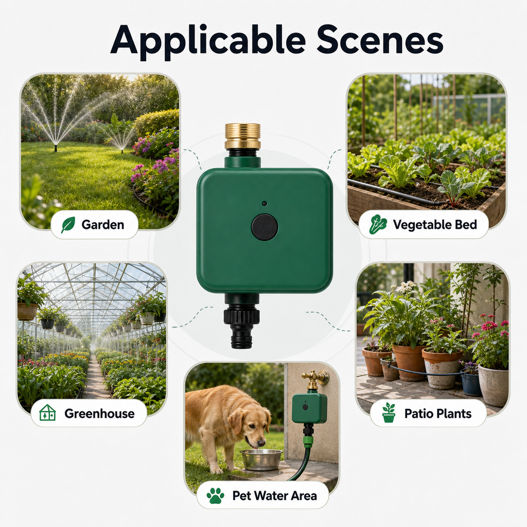 Applicable garden scenes for smart irrigation water timer