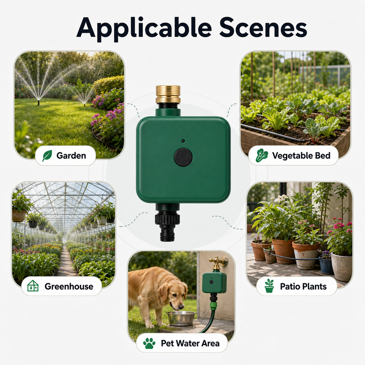 Applicable garden scenes for smart irrigation water timer