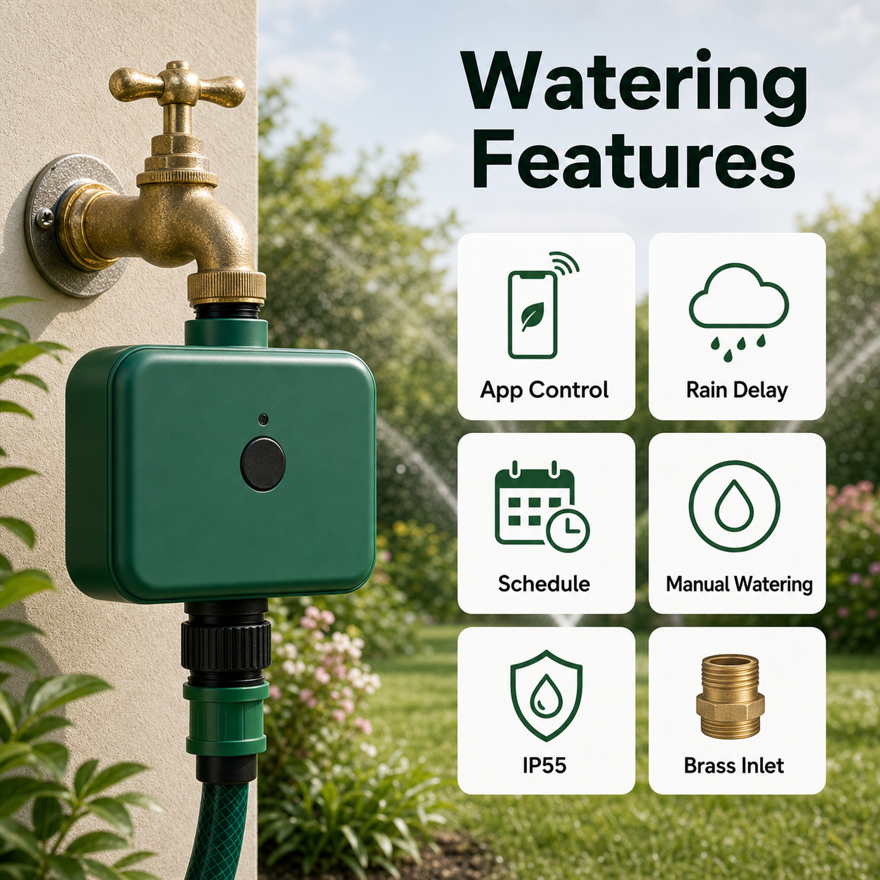 Watering features overview for smart irrigation water timer
