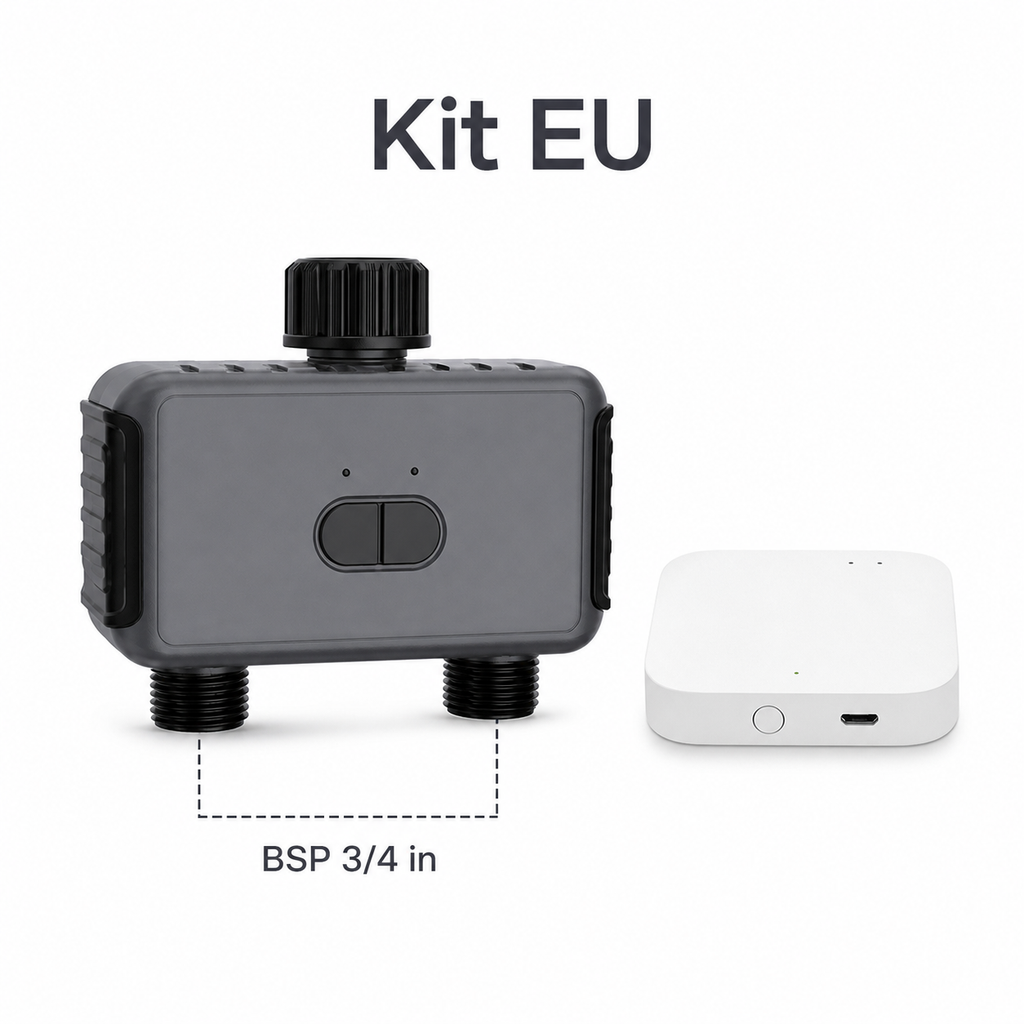Kit EU variant with two-outlet garden water timer and Bluetooth gateway