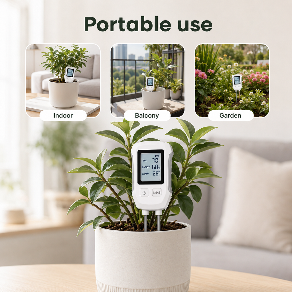 Portable soil tester use for indoor balcony and garden plants