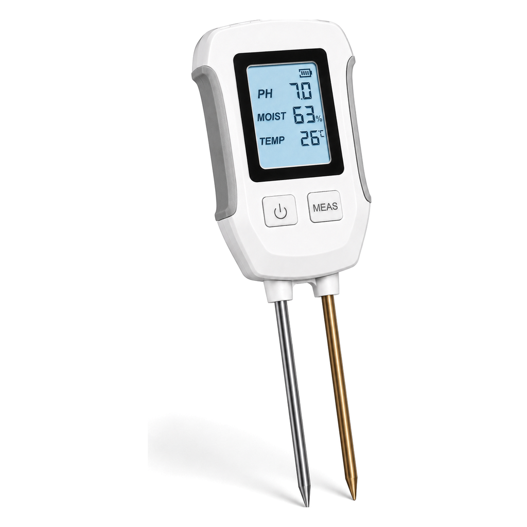 Testeur de sol 3 en 1 NeoGarden Soil Comfort beige vue rapprochee sur fond blanc