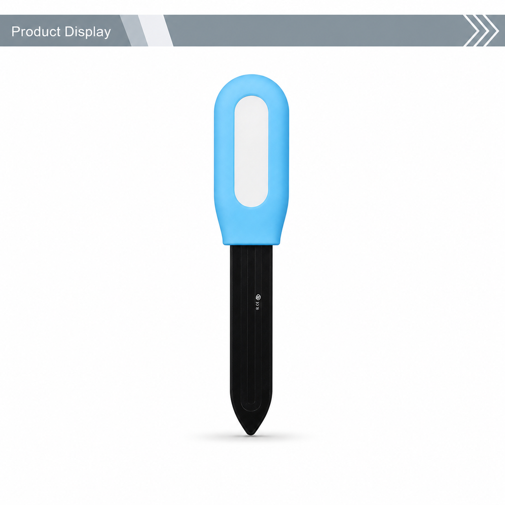 Product display packshot of blue and black soil sensor