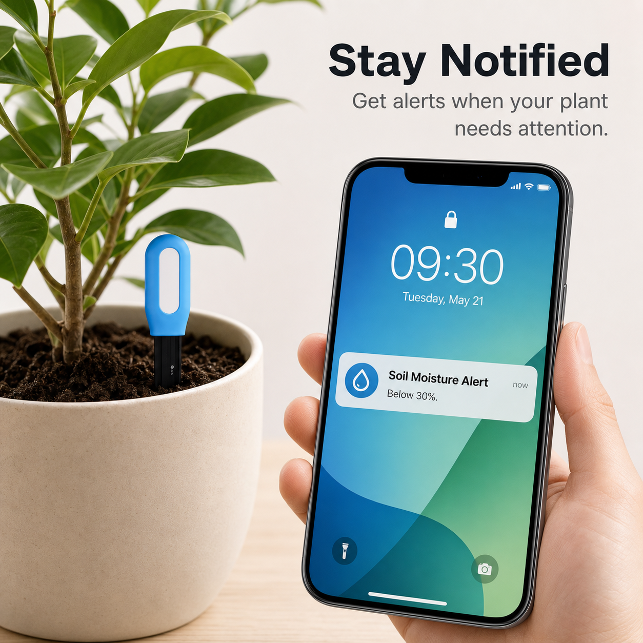Mobile alert screen for soil moisture status