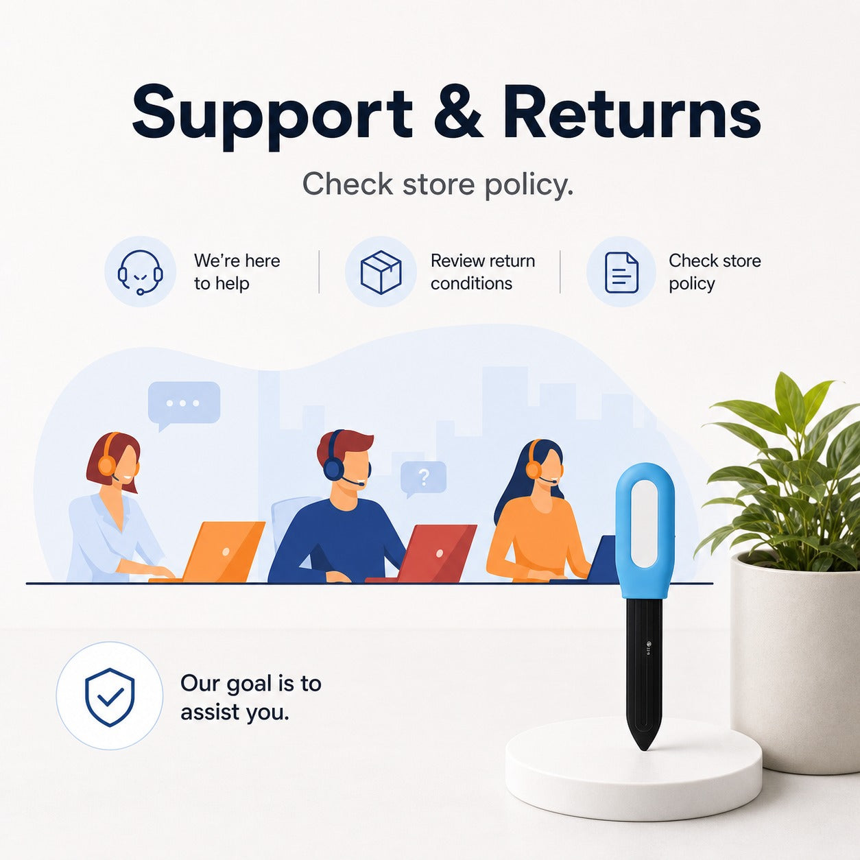 Support and returns information visual with soil sensor