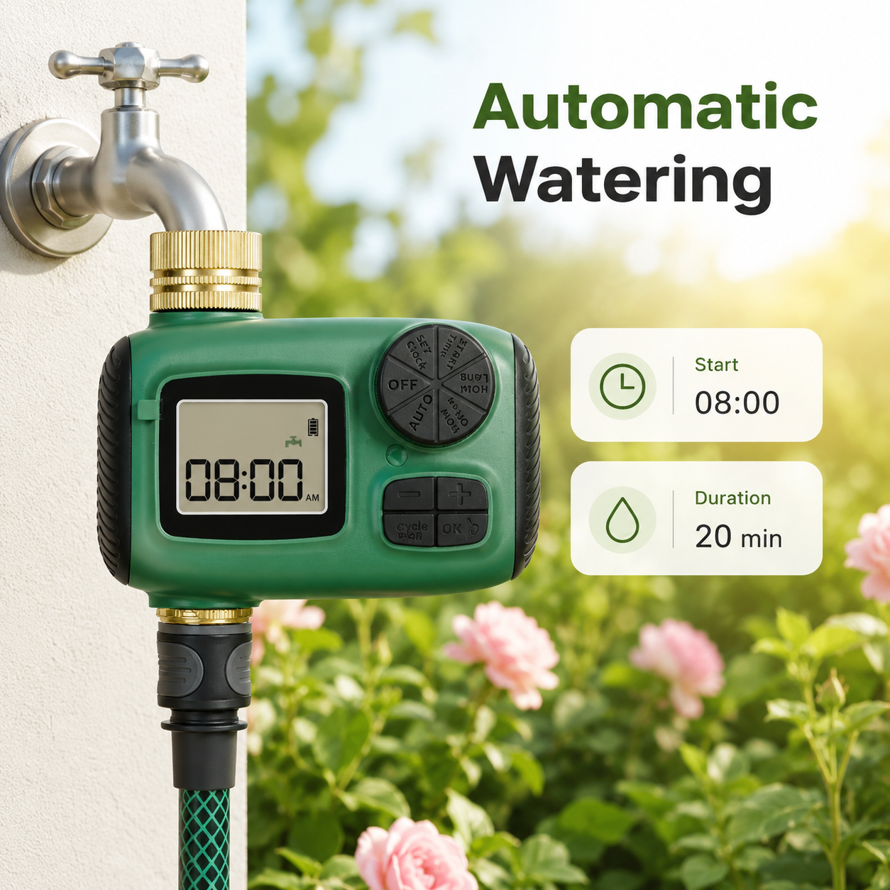 Automatic watering plan feature for green garden timer
