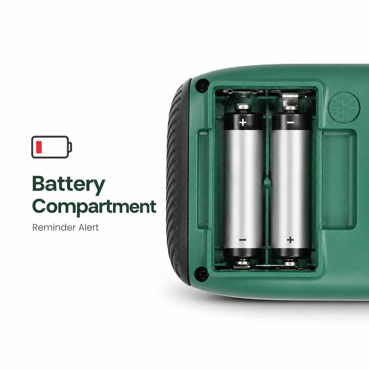 Battery compartment and low battery reminder for water timer