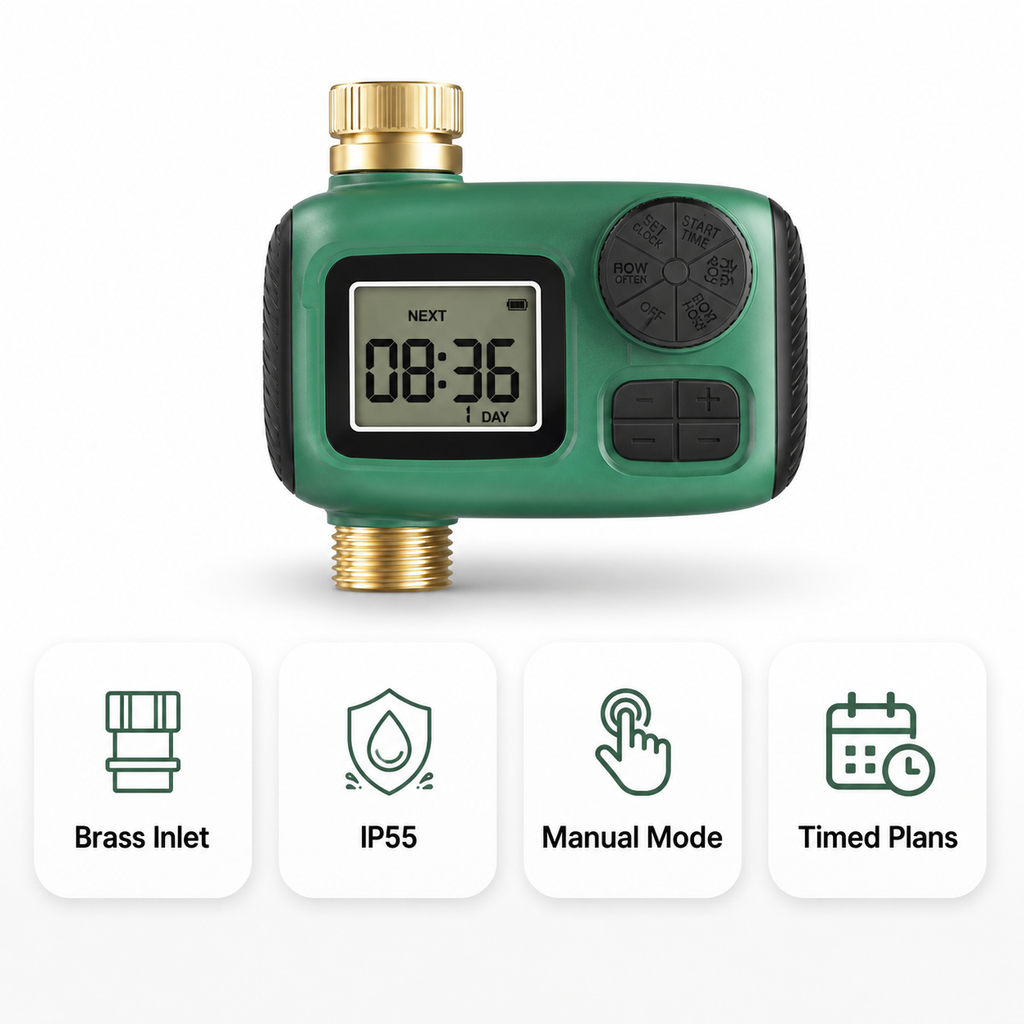 Feature overview for 1-outlet garden water timer