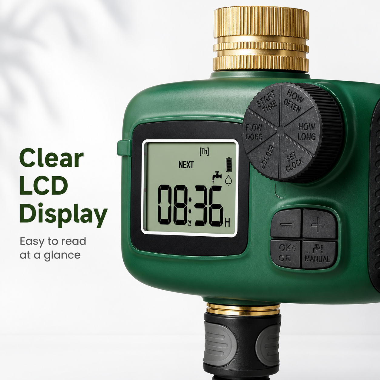 LCD display detail for green garden water timer