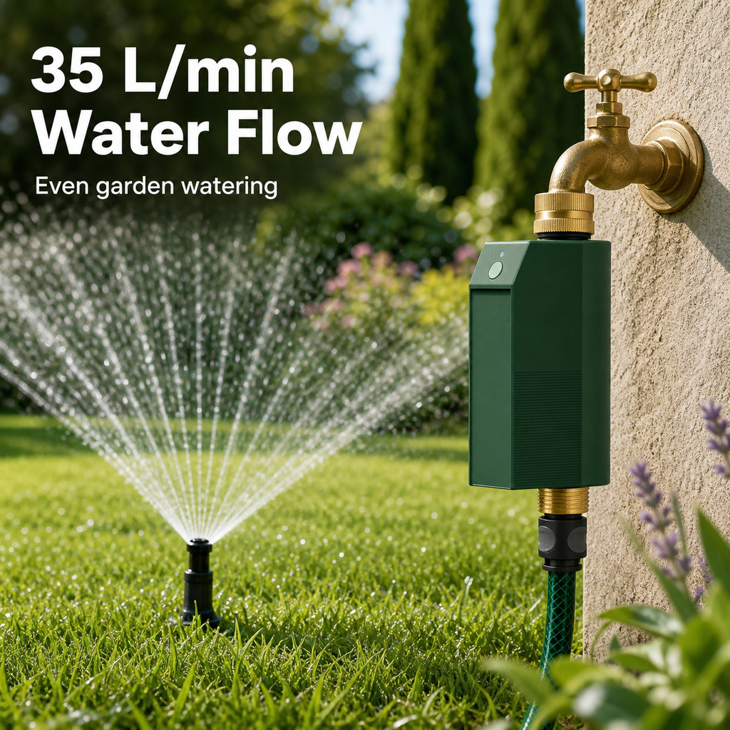Garden sprinkler water flow visual for Wi-Fi water timer