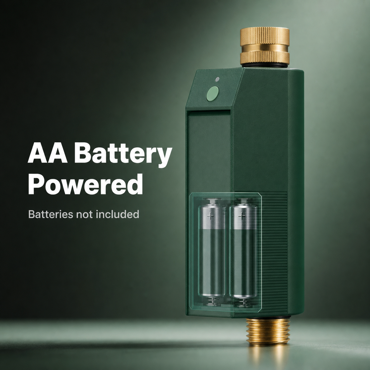 AA battery powered Wi-Fi water timer with battery compartment visual