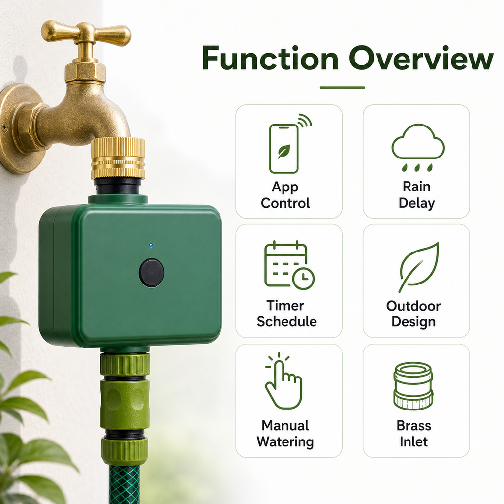 Function overview for Bluetooth garden water timer
