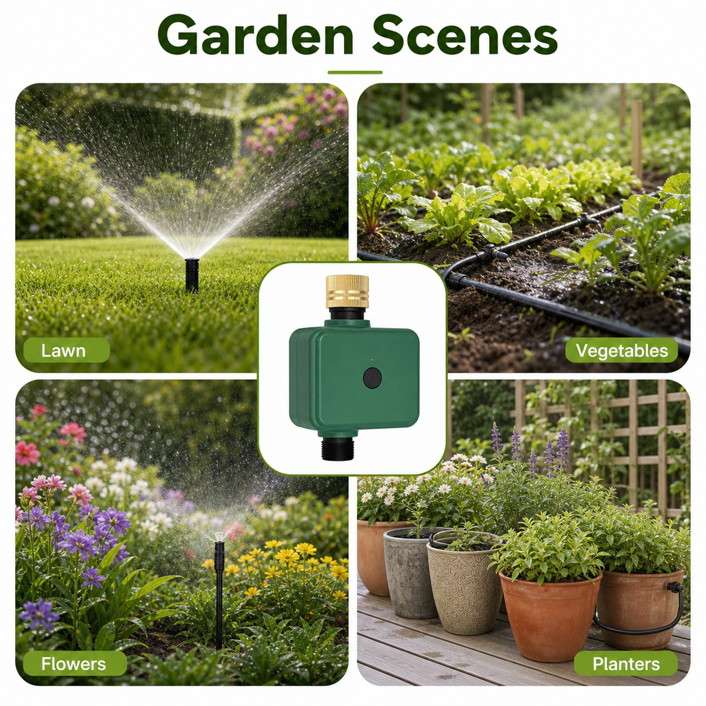 Garden watering scenes for Bluetooth one-outlet water timer