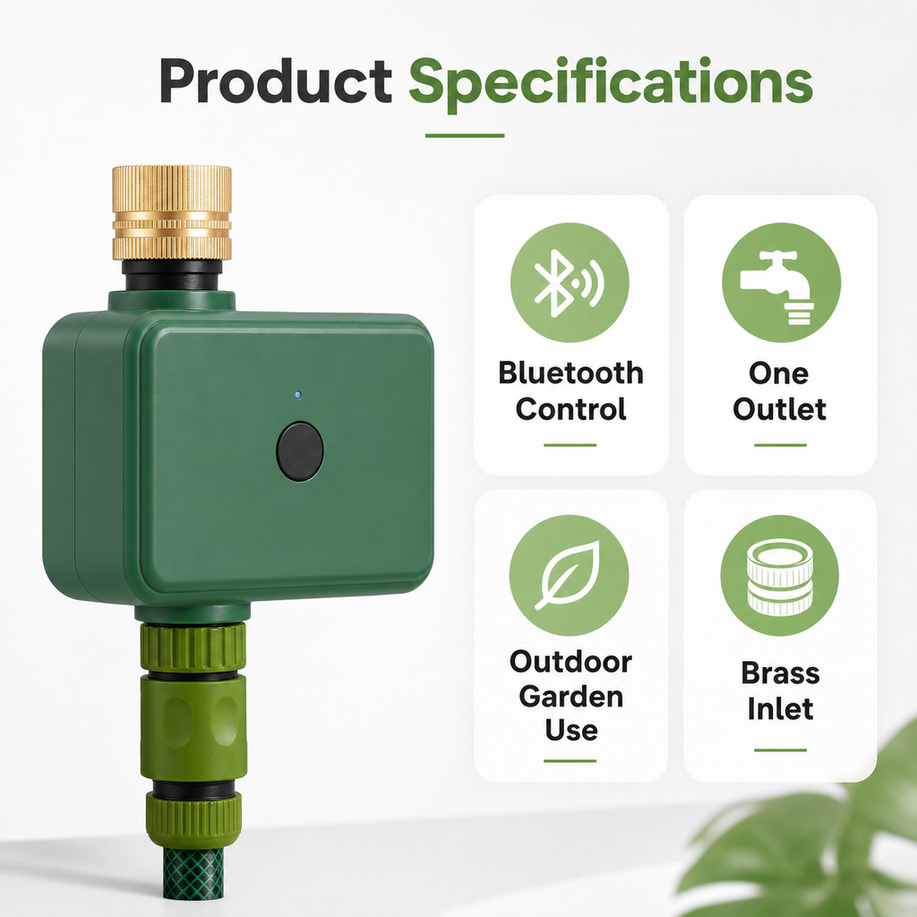 Product specification panel for Bluetooth one-outlet water timer