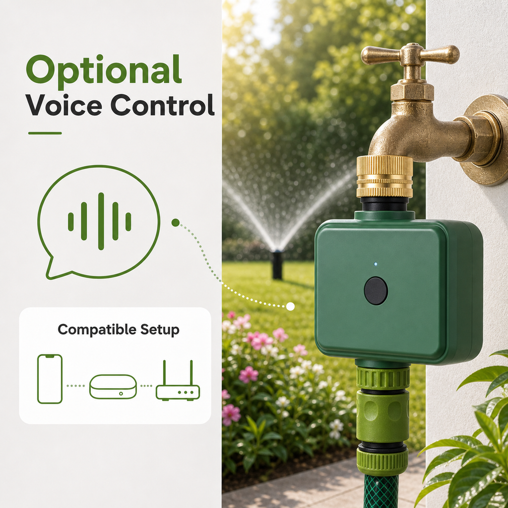 Generic voice control scene for Bluetooth garden water timer without assistant logos