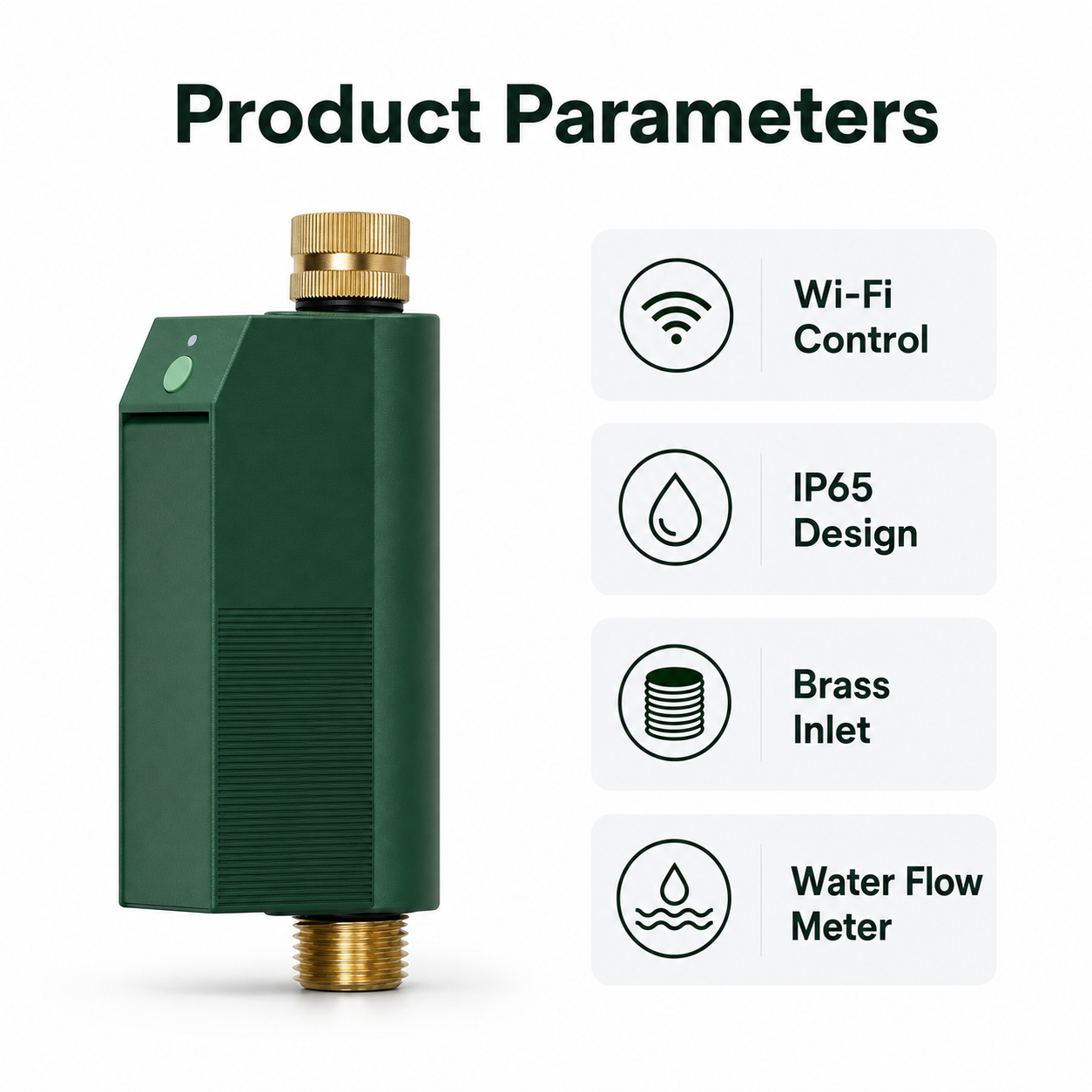 Product parameter overview for Wi-Fi garden water timer