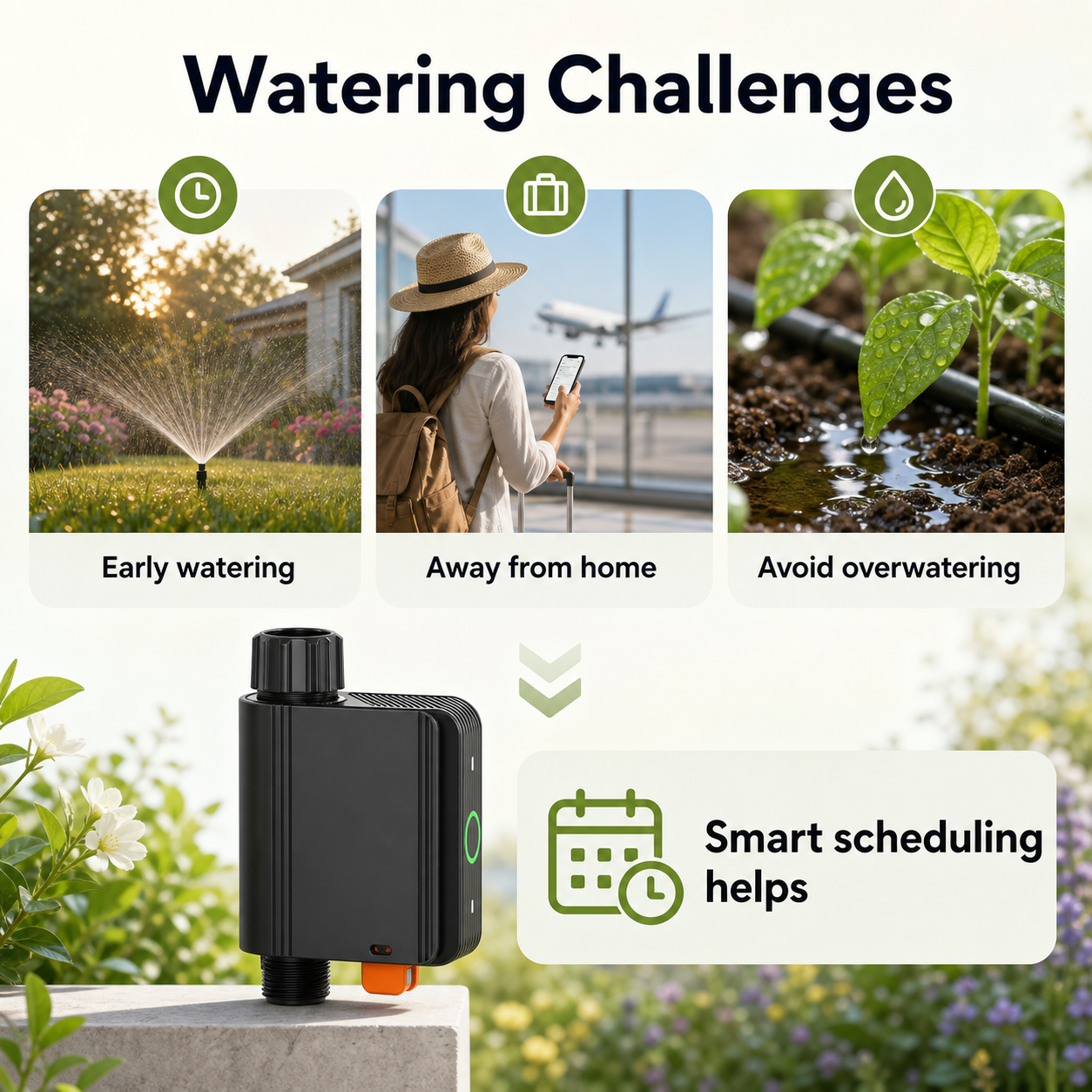 Watering challenges solved with smart irrigation scheduling
