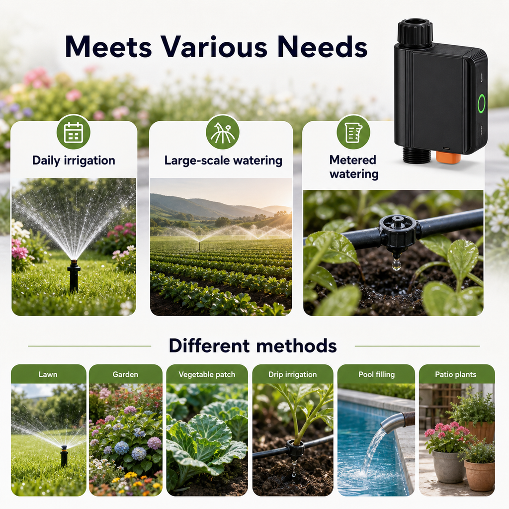 Watering methods overview for smart garden irrigation valve
