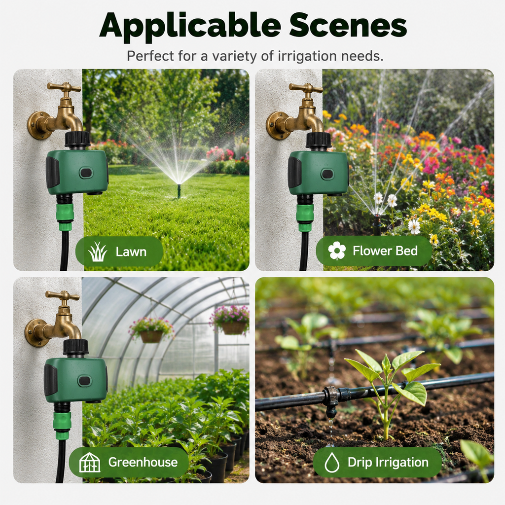 Applicable garden scenes for lawn, flower bed, greenhouse and drip irrigation