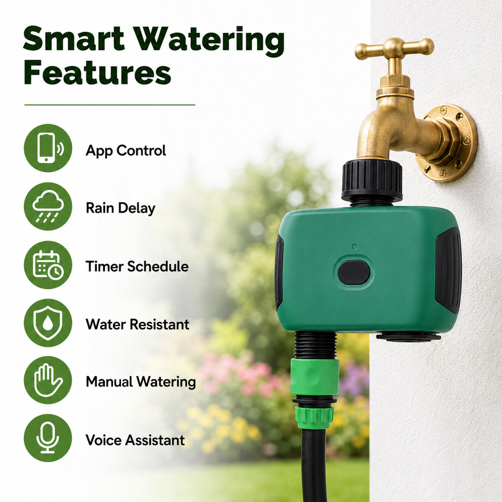 Smart watering feature overview for Wi-Fi garden timer