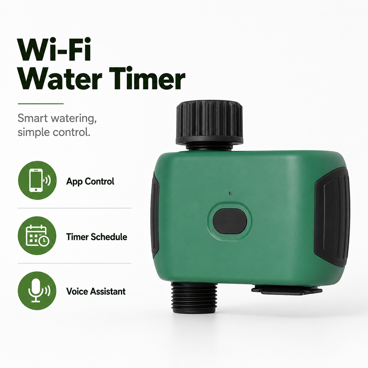 Final studio packshot of NeoGarden Wi-Fi 1-outlet water timer