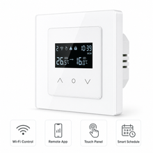 Wi-Fi thermostat feature overview with generic smart control icons