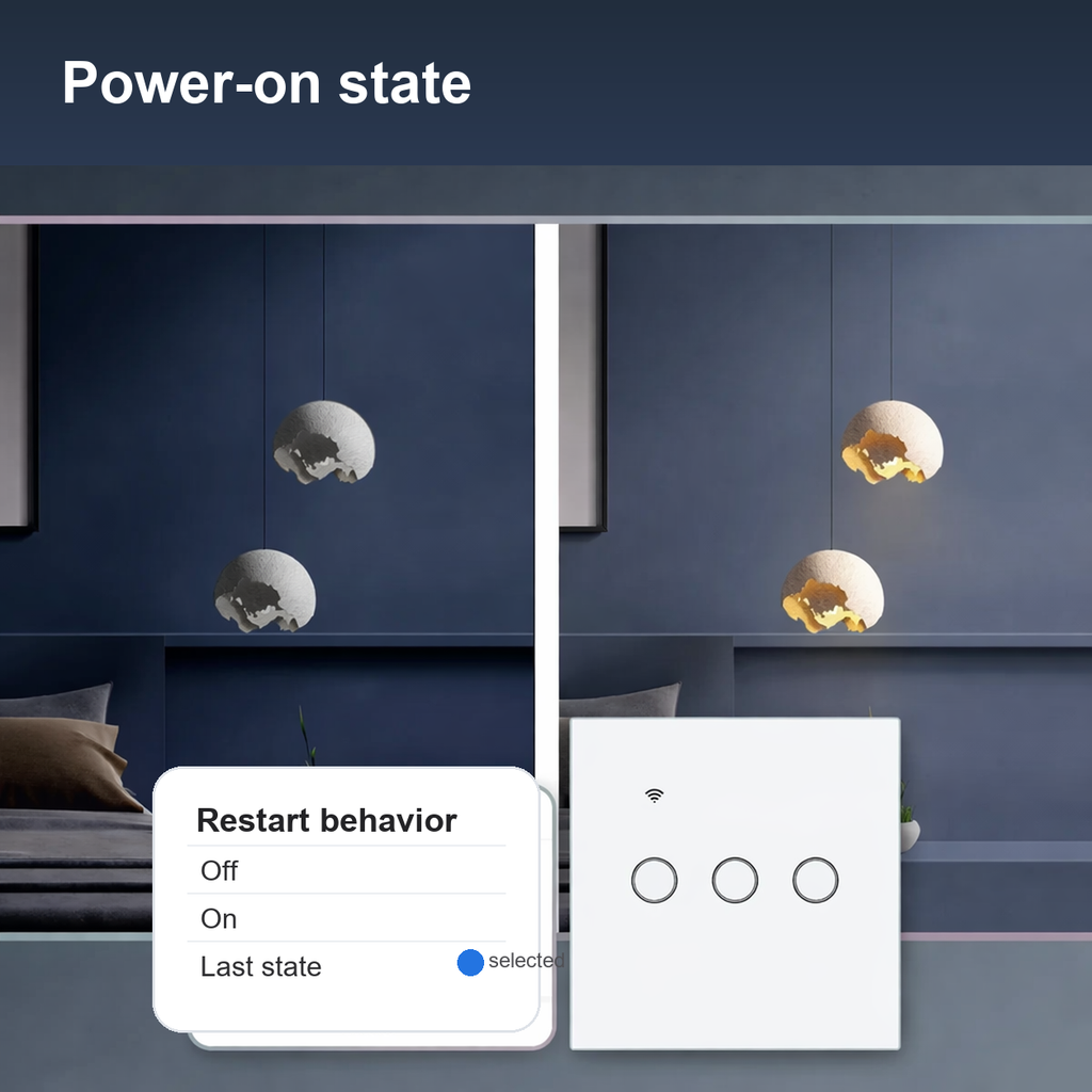 Power-on state settings feature for NéoGlass Lite Comfort WiFi touch switch