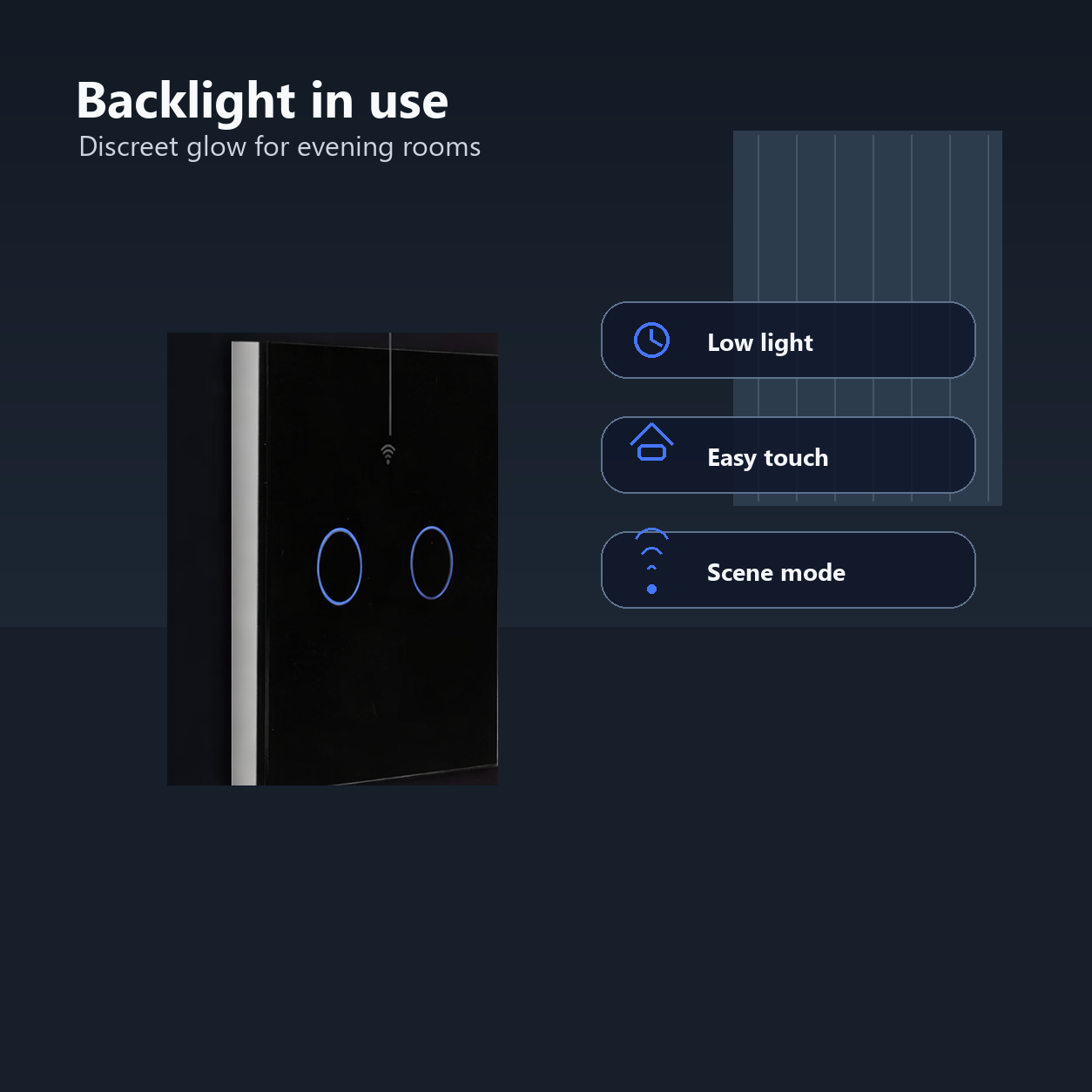 Backlight scene image for NéoGlass Matter Comfort switch