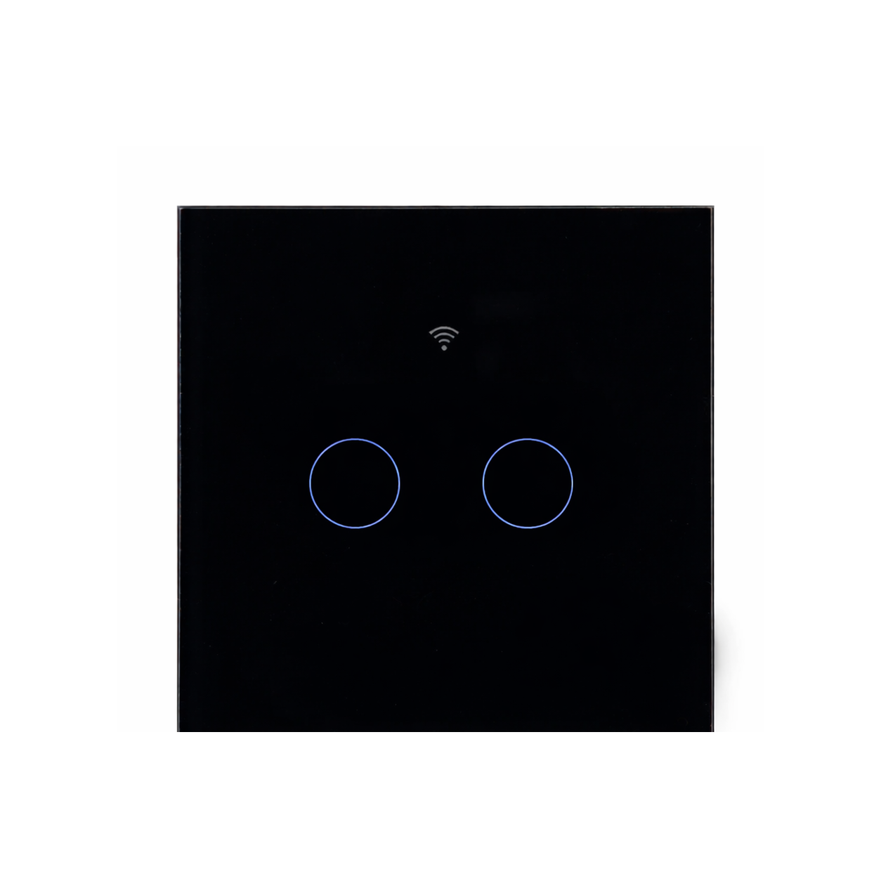 Studio packshot of black two-channel NéoGlass Matter Comfort touch switch